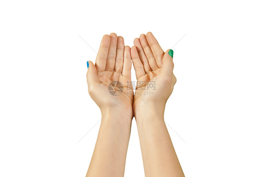 美丽的女人手和修指甲的美人手指甲女士棕榈手腕美甲帮助皮肤手势拇指女性图片
