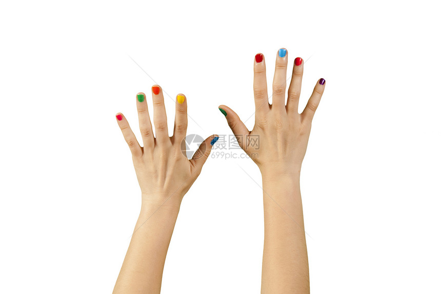 美丽的女人手和修指甲的美人手美甲棕榈手腕手指拇指帮助女孩女性化妆品手臂图片