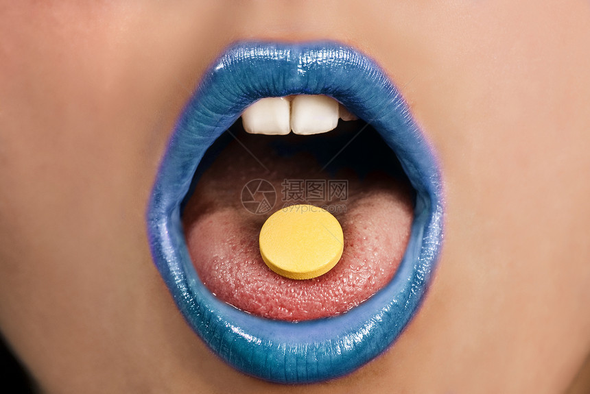 药品剂量预防女孩成人治疗女性药片舌头牙齿疾病口红图片
