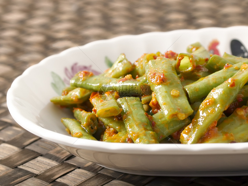 长豆 辣椒虾糊豆子油炸盘子水平蔬菜辣椒食物图片