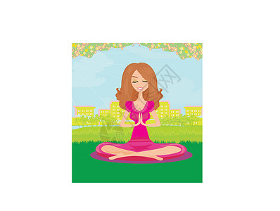 在公园里做瑜伽在公园做瑜伽的女人自由战略青少年喜悦女孩城市微笑女性眼睛沉思设计图片
