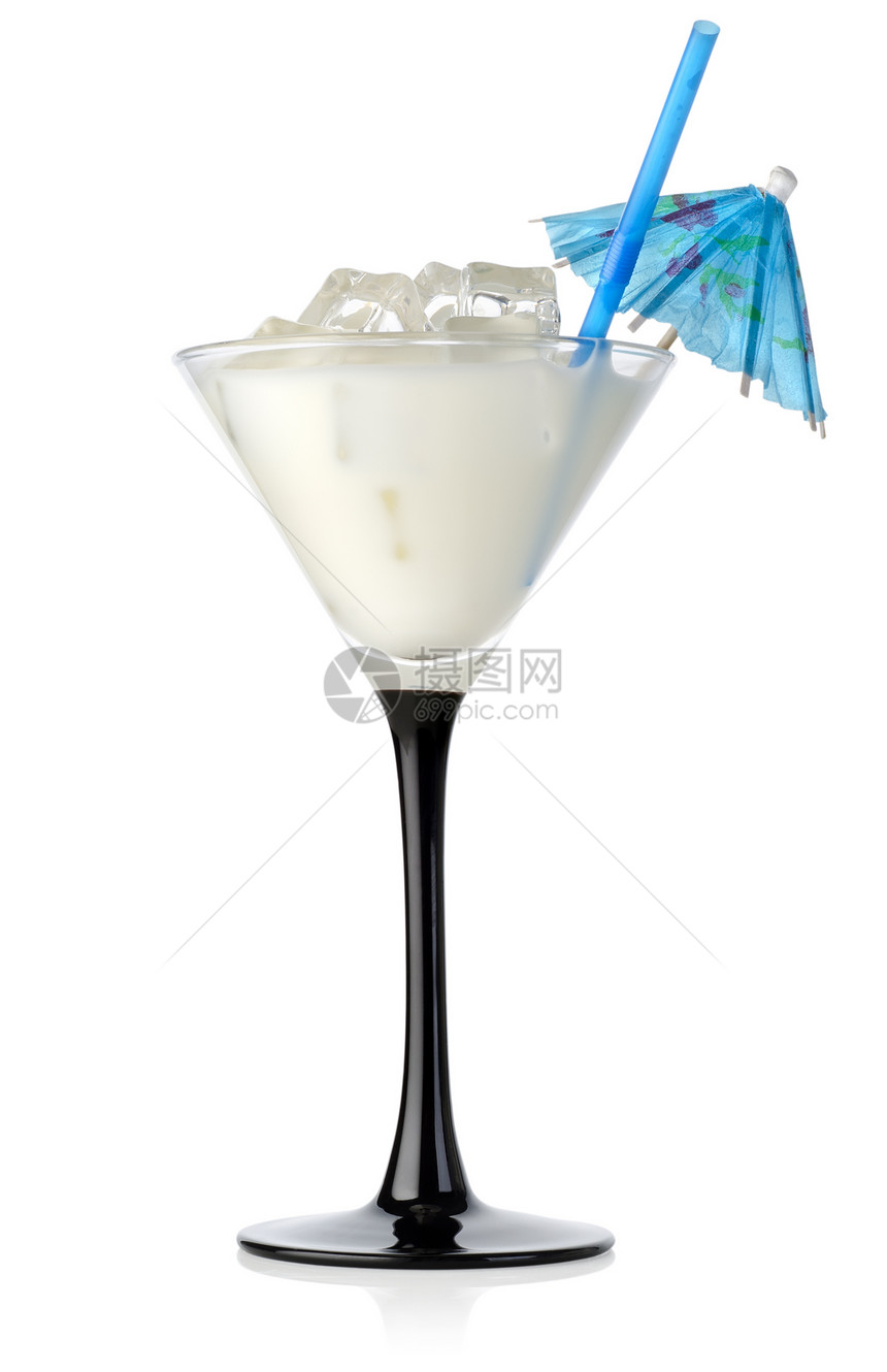 牛奶鸡尾酒冰块热带奶昔糖浆玻璃果汁食物水果稻草反射图片