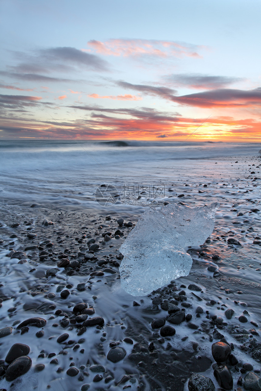 冰岛日落海岸蓝色海浪地平线运动日出风景阳光天空海景图片