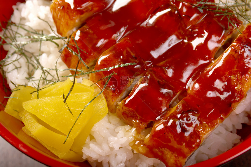 日食烧烤鱼小吃治愈饮食美味美食绿色午餐海藻橙子鳗鱼图片