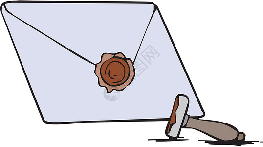 邮件印记带密封蜡封印的空白信封设计图片