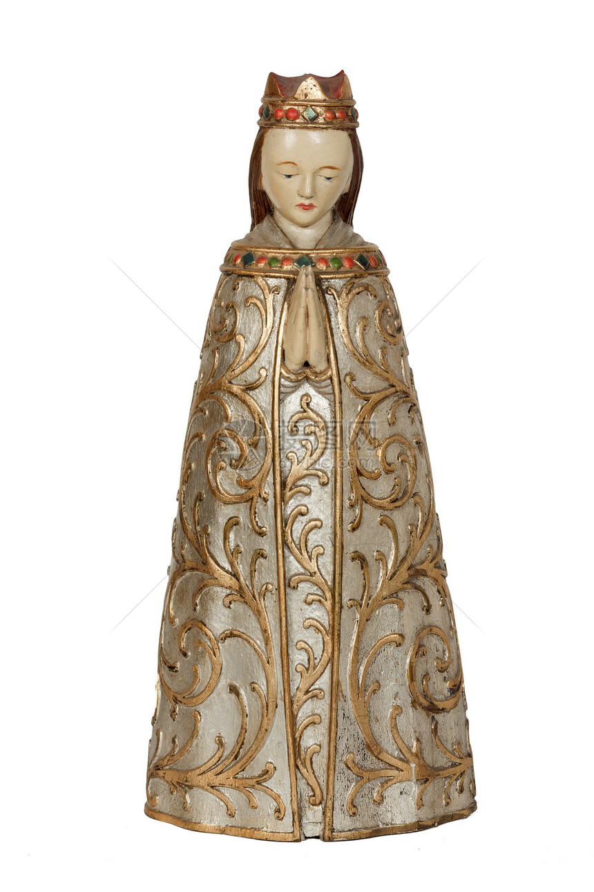 圣母女神像母亲礼仪木头处女白色雕塑图片