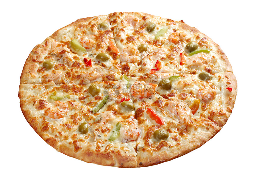 披萨和鲑鱼胡椒午餐圆圈柠檬育肥食物蔬菜脆皮圆形餐厅图片