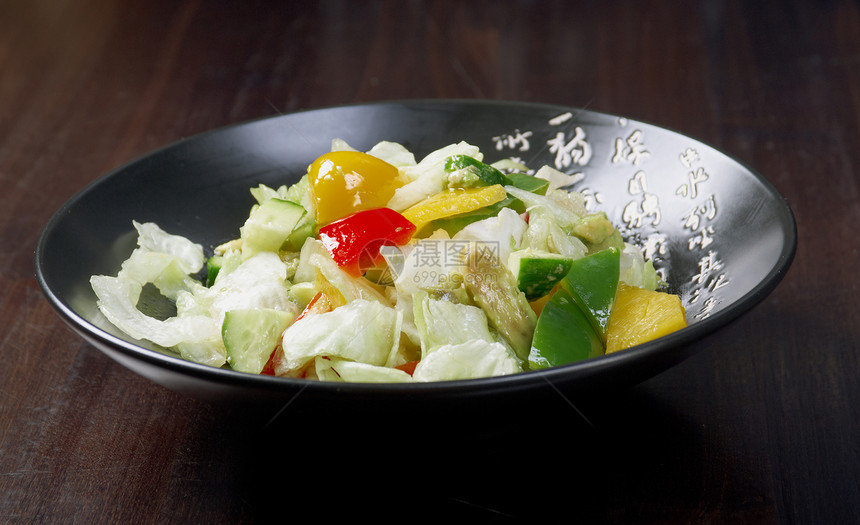 日本沙拉菜蔬菜食物洋葱盘子小吃午餐绿色沙拉黄色辣椒图片
