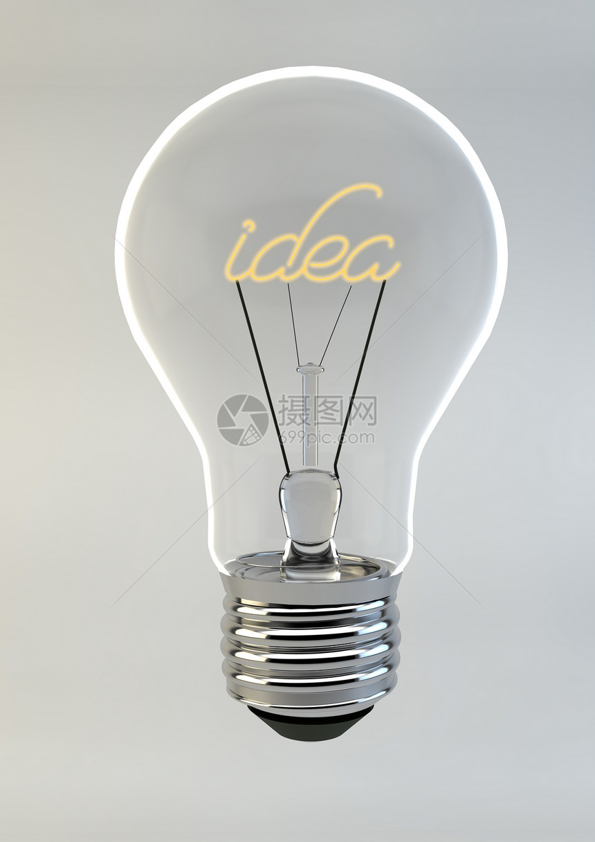 Bulb 写入 Idea 的字 概念图像图片