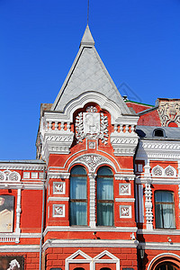 红色建筑物俄罗斯屋顶高清图片