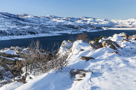 前端范围山区水库和水坝背景