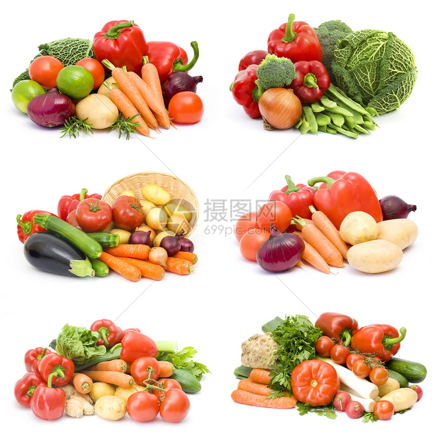 新鲜蔬菜拼贴画食物茄子静物香菜土豆草本植物收成绿色收藏水果图片