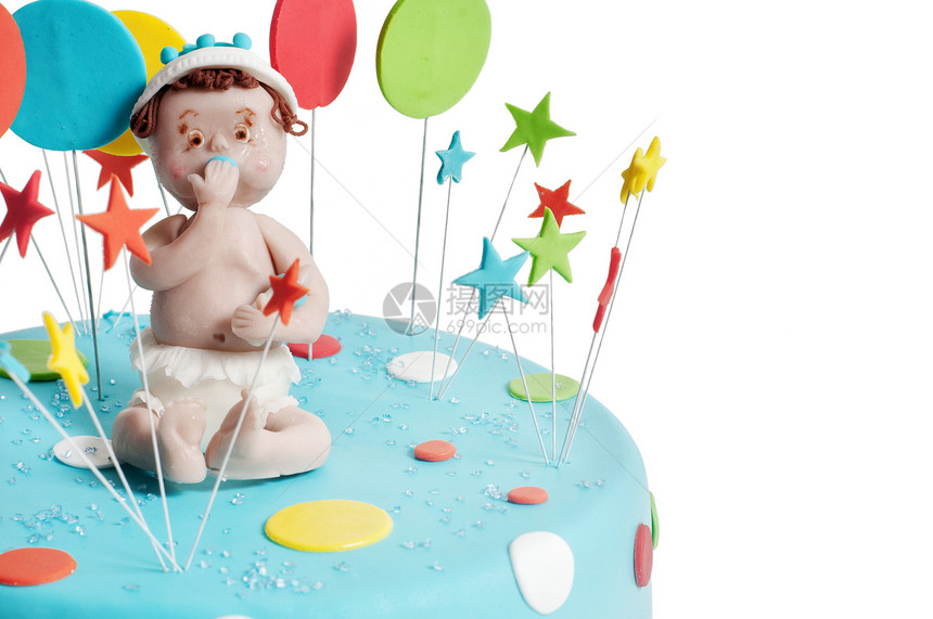 蓝生日蛋糕庆典甜点婴儿装饰生日派对糖果馅饼糕点孩子图片
