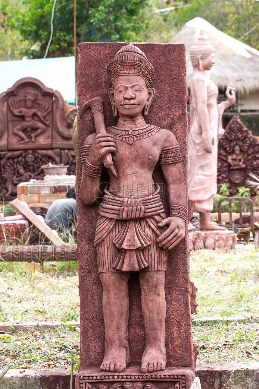 与世隔绝的印度教理论中的亚洲雕像风格艺术砂岩雕塑古董数字佛教徒上帝石头黏土财富文化图片
