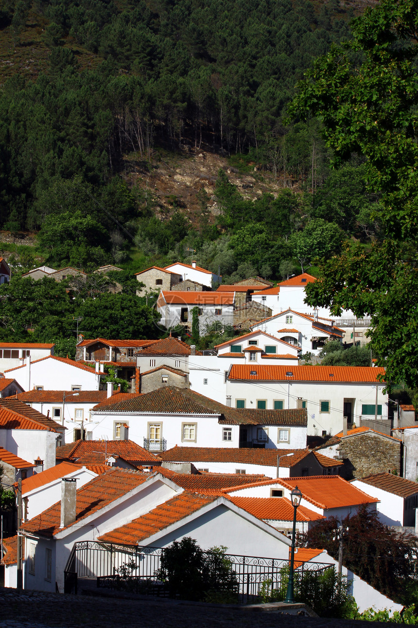 一座葡萄牙村庄的详情建筑学历史风景瓦片房子乡村石头页岩岩石旅行图片