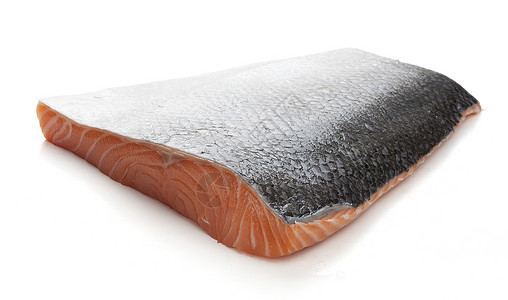 鲑鱼海鲜食物红色鱼片生产背景图片