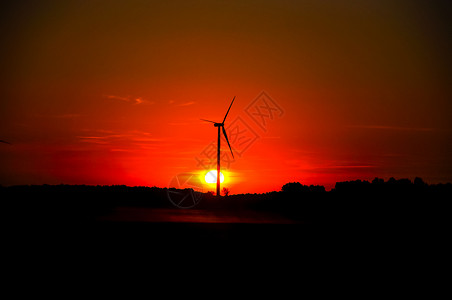 风风农场技术气候太阳蓝色天空涡轮机日落创新螺旋桨涡轮背景图片