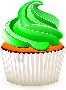绿色纸杯蛋糕矢量纸杯烹饪糖果饮食甜点奶油绿色食物蛋糕生日幸福插画