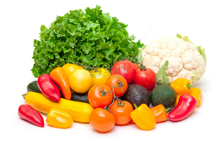 混合新鲜蔬菜团体菜花白色红色作品季节性绿色叶子胡椒营养图片