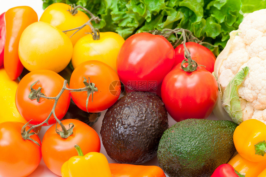 混合新鲜蔬菜胡椒红色黄色绿色食物季节性作品团体菜花叶子图片