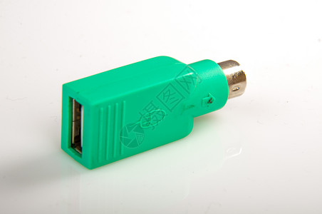 ps相机素材USB PS 2 转换器局域网绳索插座网络相机塑料数据交换金属电脑背景