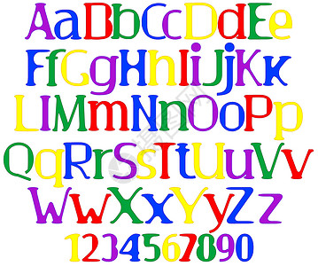 多色光滑多色字母表紫色黄色蓝色绿色打印公司数字学习拉丁互联网背景图片