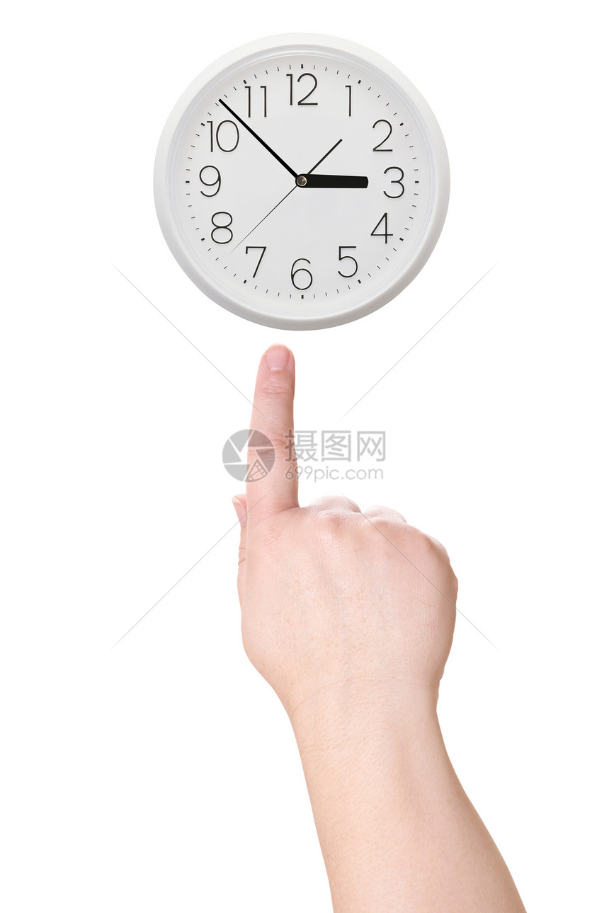 指向时钟手指时间男人钟表白色棕榈图片