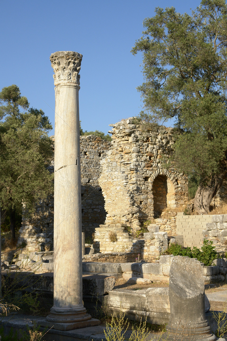 Ios 古代城市废墟文明建筑学公元建筑物旅行考古学柱子历史火鸡图片