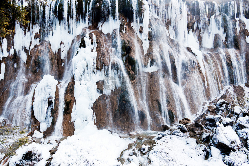 中国珠海古的冰瀑布地貌图片