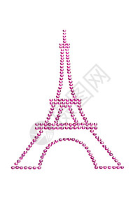 粉红色的艾菲尔铁塔由莱茵石制成粉色魅力金光首饰水钻水晶圆圈装饰品石头宝石背景图片