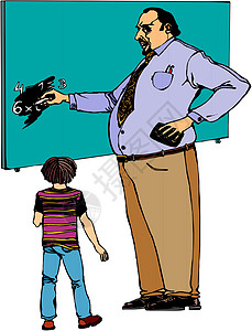 课堂教师教育孩子们学生教学讲师导师男人插图男性卡通片背景图片