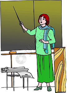 布鲁内特老师教师黑板职场学习教学大学插图女性专家职业眼镜插画