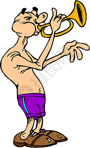 Trombone 玩家艺术领导者燕尾服戏服白色乐队插图音乐家卡通片服装背景图片
