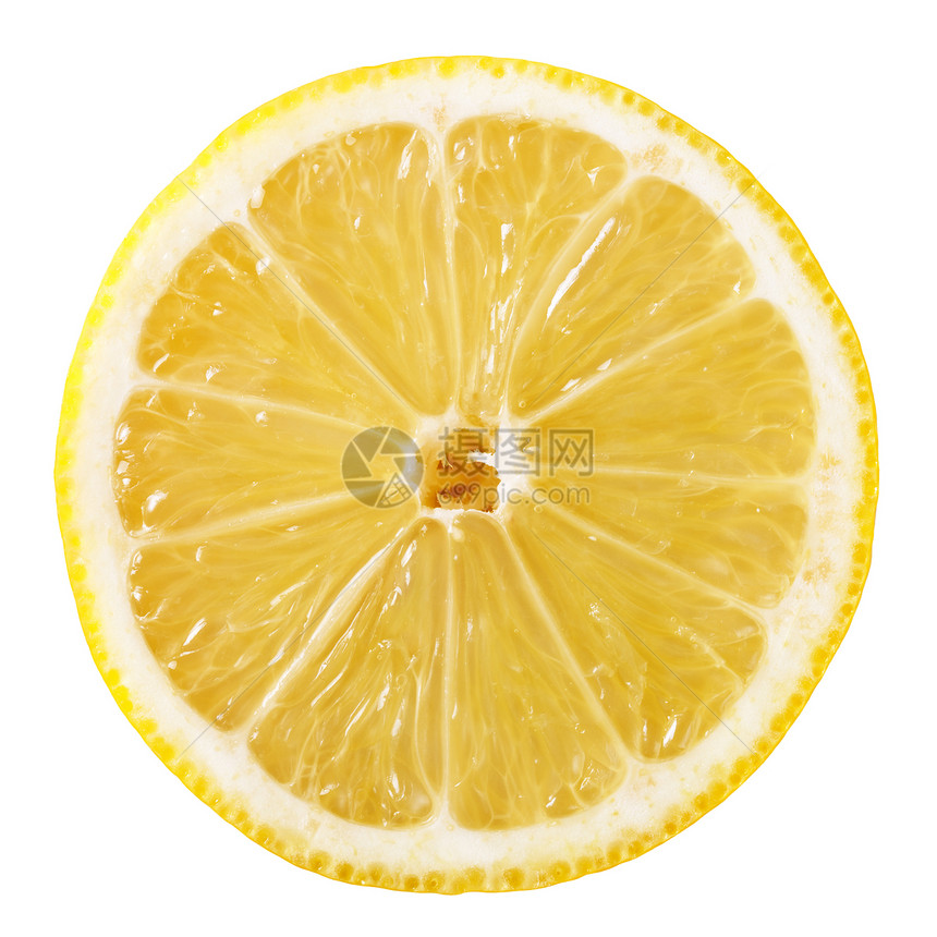 柠檬切片饮食热带黄色白色宏观工作室圆形食物水果果汁图片