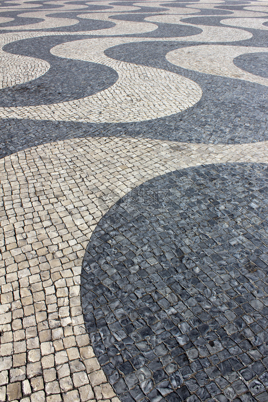 卡拉卡达波图古萨 葡萄牙地面白色街道墙纸手工鹅卵石波动灰色海浪黑色图片