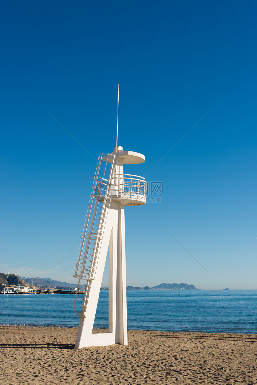 观察塔救命救生员服务海岸晴天海滩稻草安全海洋支撑图片