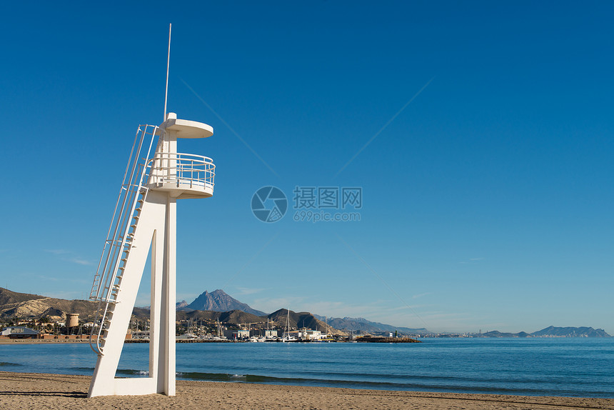 救护塔救命海洋服务海滩稻草水平阳光支撑安全救援图片