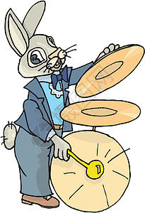 鼓兔鼓手音乐兔子乐器生物卡通片背景图片
