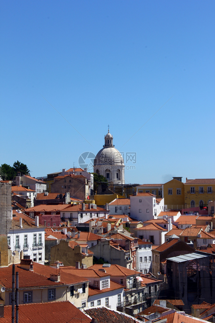 葡萄牙里斯本阿尔法马天空房子全景建筑学古董地平线日落景观首都城市图片