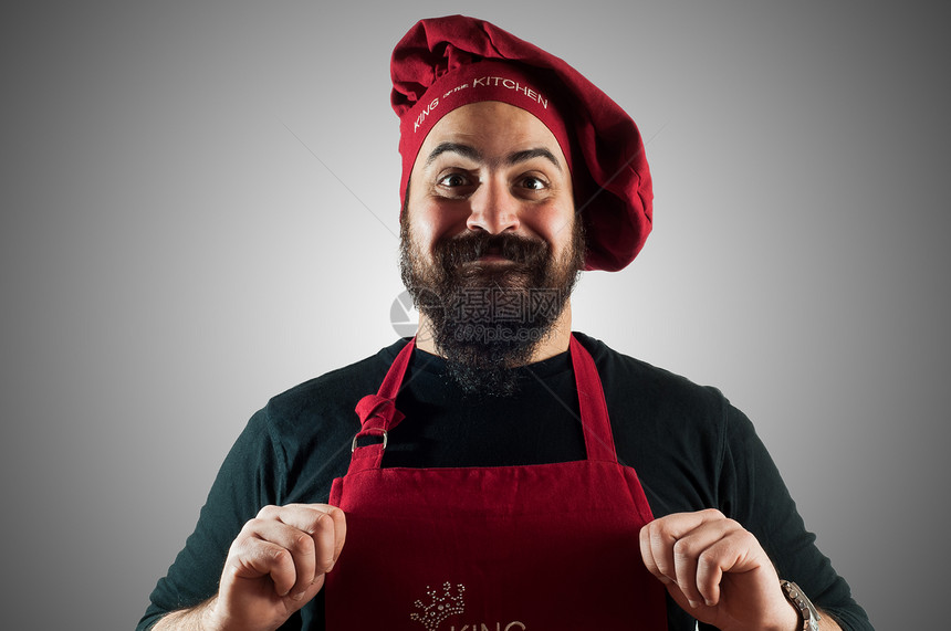快乐的胡须胖胖大厨胡子工人美食男人食物微笑厨师职业餐厅厨娘图片