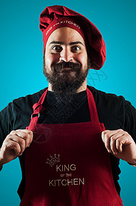 快乐的胡须胖胖大厨食物餐厅微笑烹饪胡子男人厨师厨娘职业工人背景图片