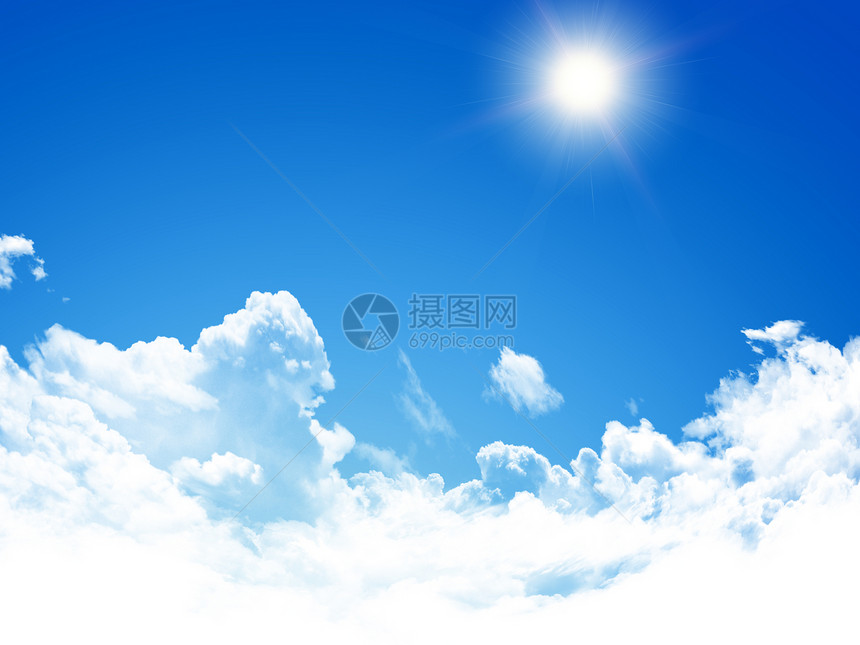 蓝色天空背景季节天堂气候阳光光束天气晴天气氛生态环境图片