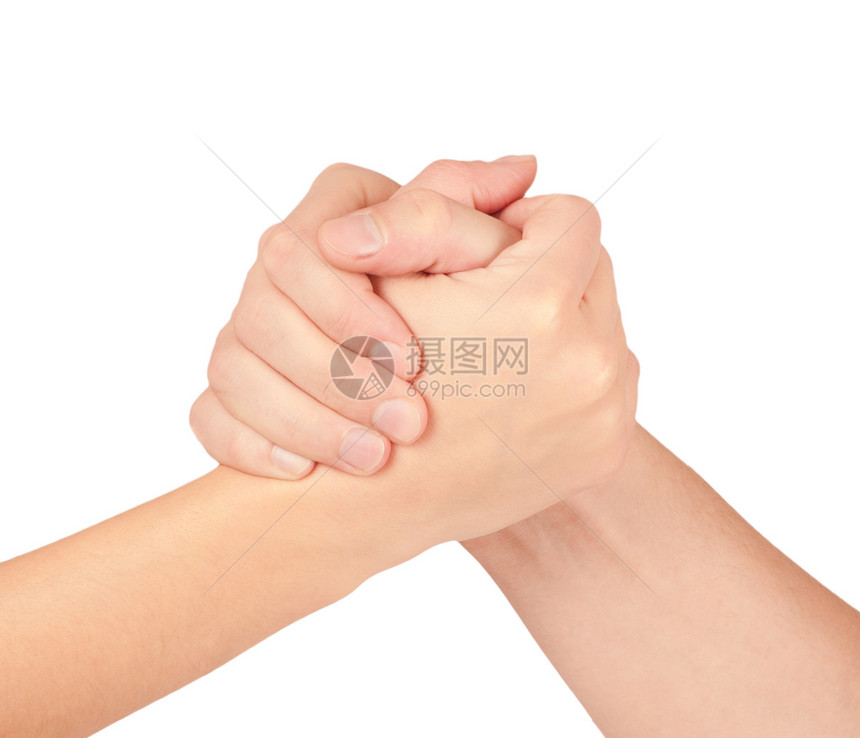 双手并举 在白色背景上被孤立协议家庭文化联盟手指组织社区身体绿色合同图片