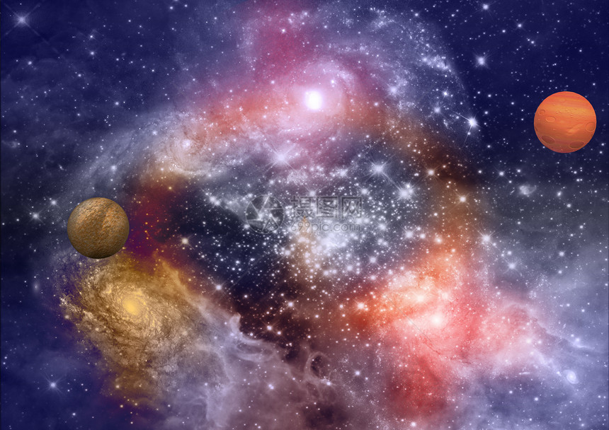空间中的遥远行星灰尘敬畏插图星云乳白色气体天文学科学星系紫色图片