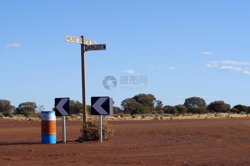 在无份的中间指导信号沙漠解决方案旅游荒野土地小路交通路线图片