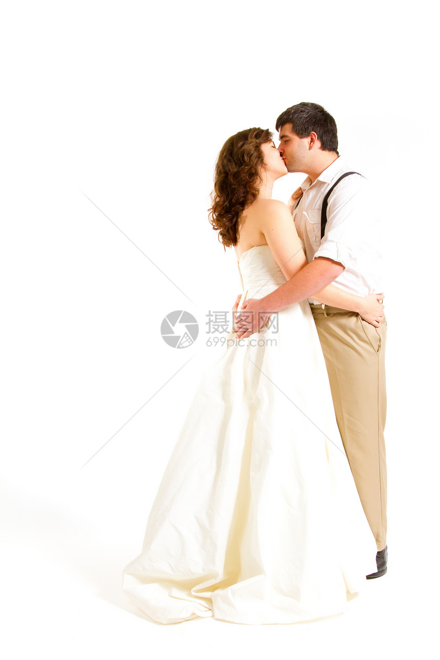 工作室的新娘和Groom服装婚纱两个人妻子婚姻男人裙子男性夫妻女性图片