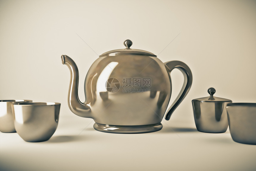 茶壶和茶杯奶油奢华文化服务咖啡店杯子液体陶瓷厨房瓷器图片