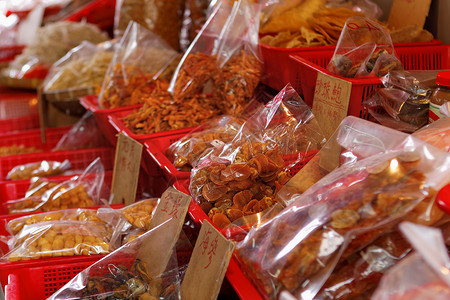 干海鲜 大欧鱼市 香港香料肌肉食物销售市场扇贝杂货商橙子烹饪架子背景
