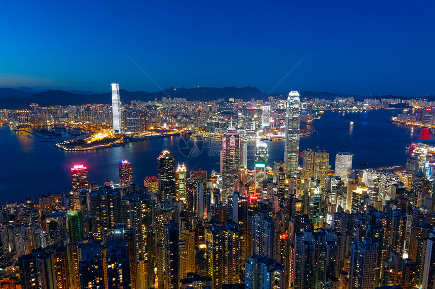 香港市之夜码头顶峰旅行建筑假期场景玻璃港口办公室城市图片