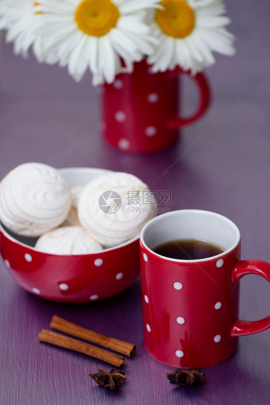 红波尔卡点点茶杯茶仙客甜蜜薄荷压痛饮料内啡肽圆圈杯子食物甜点图片